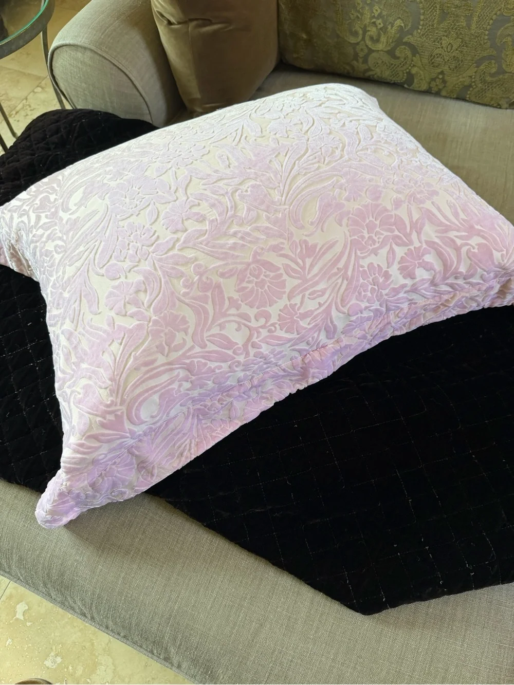 VTG Bella Notte Sheer Velvet Floral Rose/Pink standard Sham only